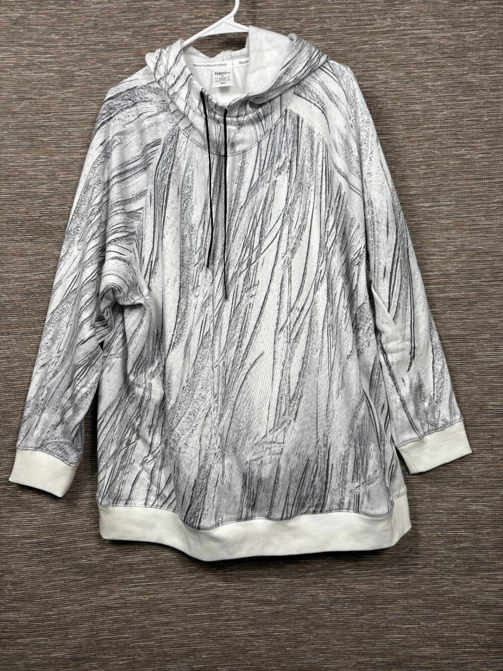 Sports Illustrated Hoodie Womens Size 2X White Black Fleece Mock Neck Outdoor